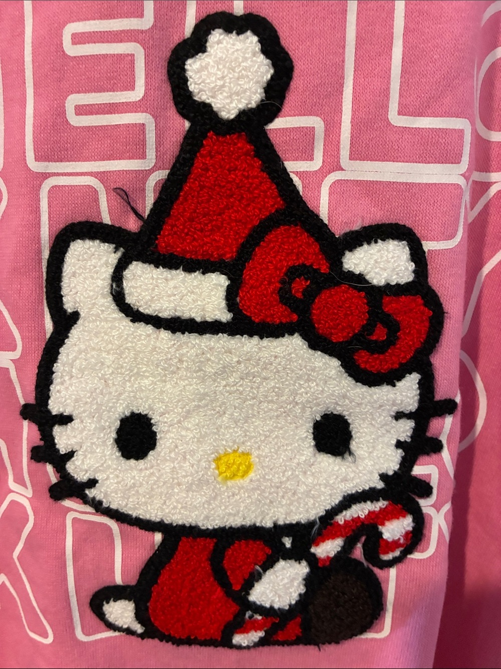 Hello Kitty Size Medium Hot Pink Crewneck Sweatshirt with Holiday Graphic - Picture 3 of 9